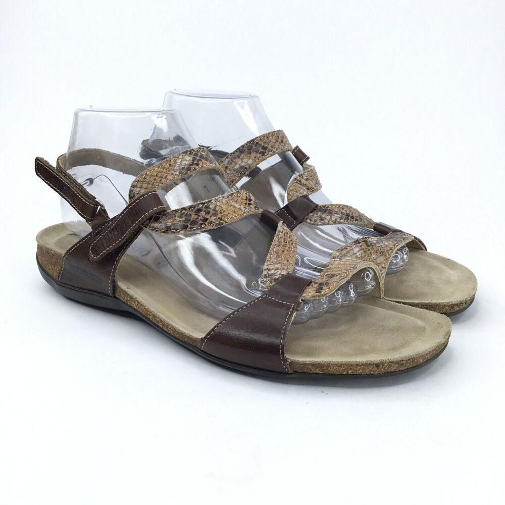 Mephisto Adelie Sandals Womens 41 Brown Snakeskin Printed Leather Cork Cushioned - Picture 6 of 16